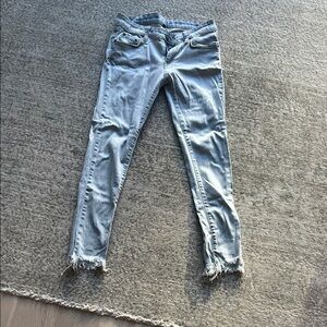 Carmar Light Blue Frayed Hem Skinny Jeans